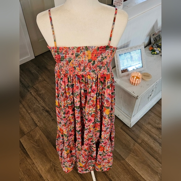 Worn Once - NATURAL LIFE - Pink/Blue Floral Layered Long Dress/Skirt - Size L - Picture 2 of 6